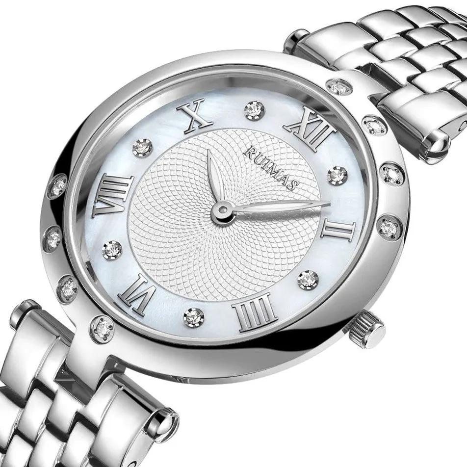 RUIMAS Ladies Wrist Watch Stainless Steel Luxury Quartz Women Watches Waterproof Female Dress Clock Bracelet reloj mujer 6749 by MEGIR WATCH GROUP