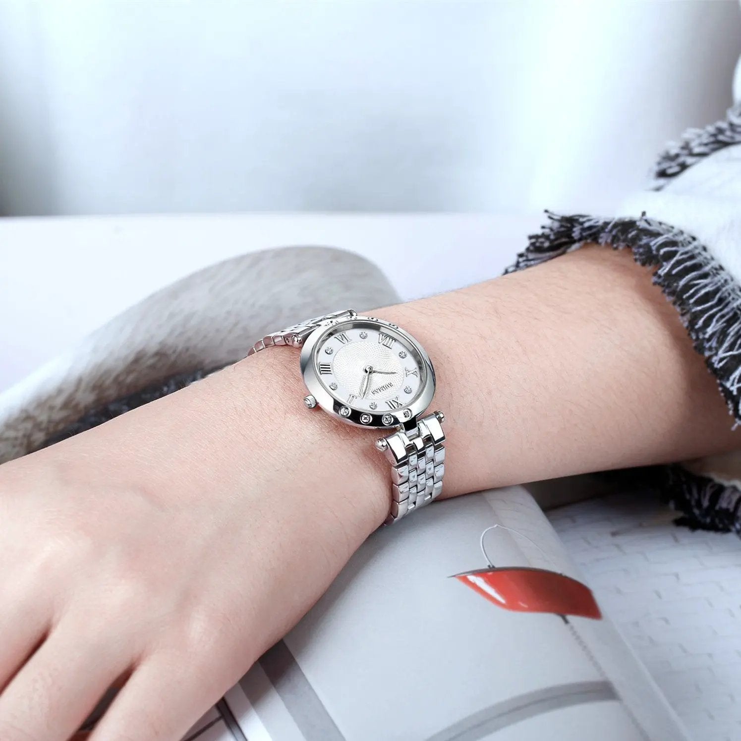 RUIMAS Ladies Wrist Watch Stainless Steel Luxury Quartz Women Watches Waterproof Female Dress Clock Bracelet reloj mujer 6749 by MEGIR WATCH GROUP