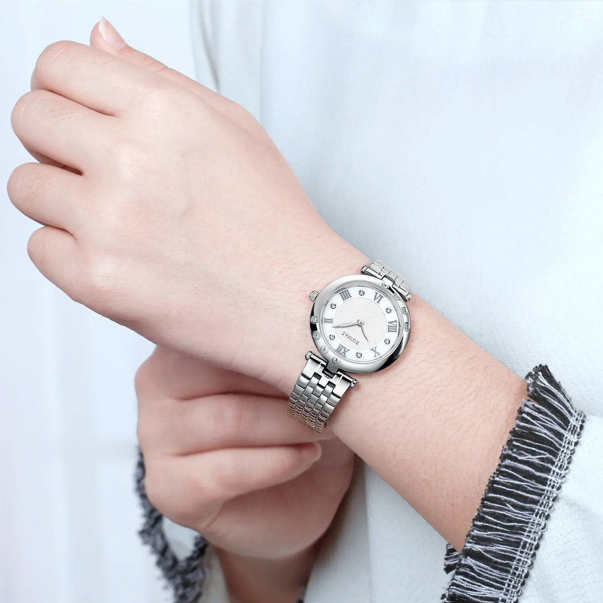 RUIMAS Ladies Wrist Watch Stainless Steel Luxury Quartz Women Watches Waterproof Female Dress Clock Bracelet reloj mujer 6749 by MEGIR WATCH GROUP