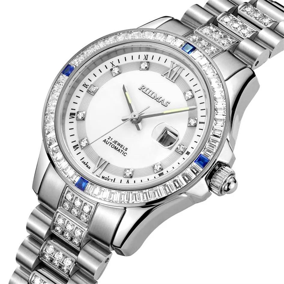RUIMAS Sapphire Mechanical Women Watch Brand Luxury Steel Bracelet Ladies Fashion Watch Automatic Female Clock Reloj Mujer 6740 by MEGIR WATCH GROUP