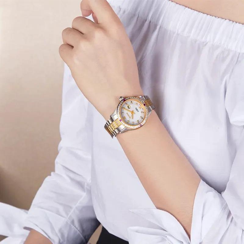 RUIMAS Sapphire Mechanical Women Watch Brand Luxury Steel Bracelet Ladies Fashion Watch Automatic Female Clock Reloj Mujer 6740 by MEGIR WATCH GROUP