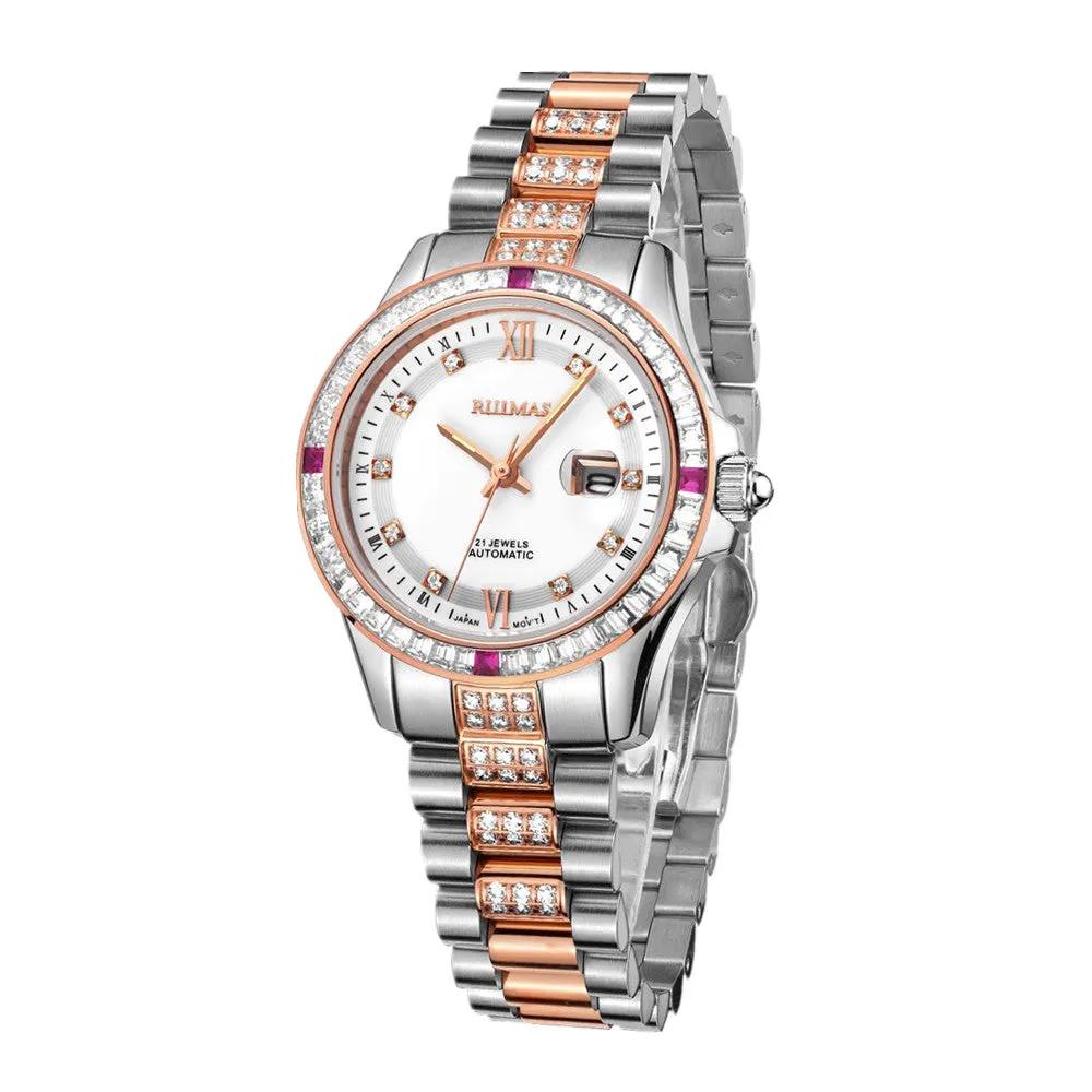 RUIMAS Sapphire Mechanical Women Watch Brand Luxury Steel Bracelet Ladies Fashion Watch Automatic Female Clock Reloj Mujer 6740 by MEGIR WATCH GROUP
