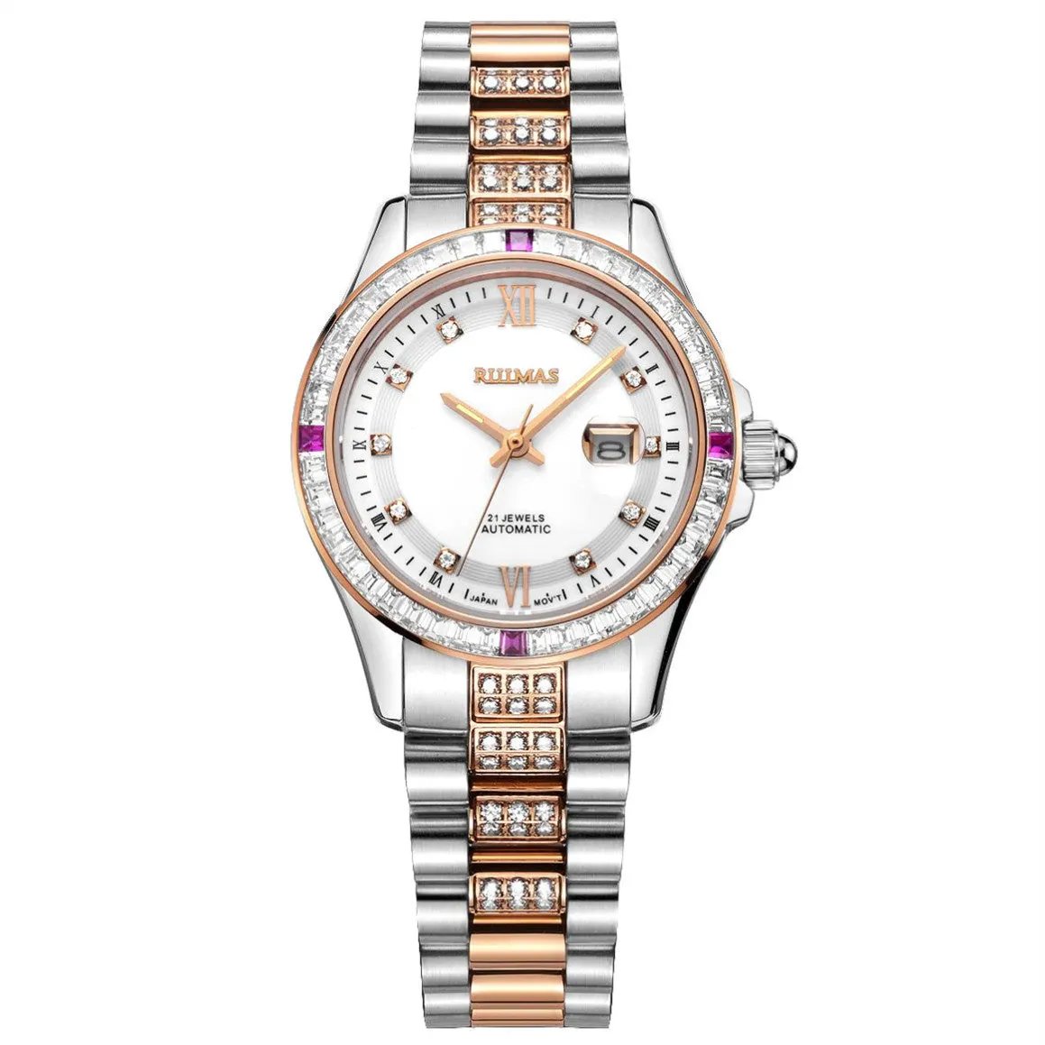 RUIMAS Sapphire Mechanical Women Watch Brand Luxury Steel Bracelet Ladies Fashion Watch Automatic Female Clock Reloj Mujer 6740 by MEGIR WATCH GROUP