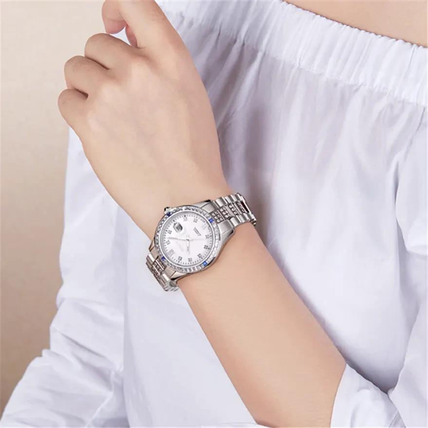 RUIMAS Sapphire Mechanical Women Watch Brand Luxury Steel Bracelet Ladies Fashion Watch Automatic Female Clock Reloj Mujer 6740 by MEGIR WATCH GROUP