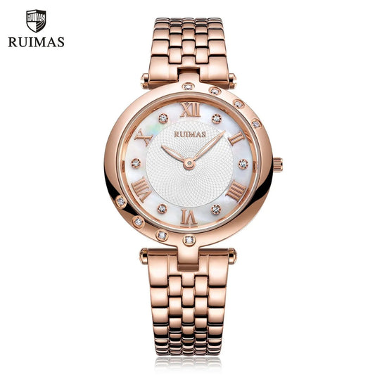 RUIMAS Ladies Wrist Watch Stainless Steel Luxury Quartz Women Watches Waterproof Female Dress Clock Bracelet reloj mujer 6749 by MEGIR WATCH GROUP