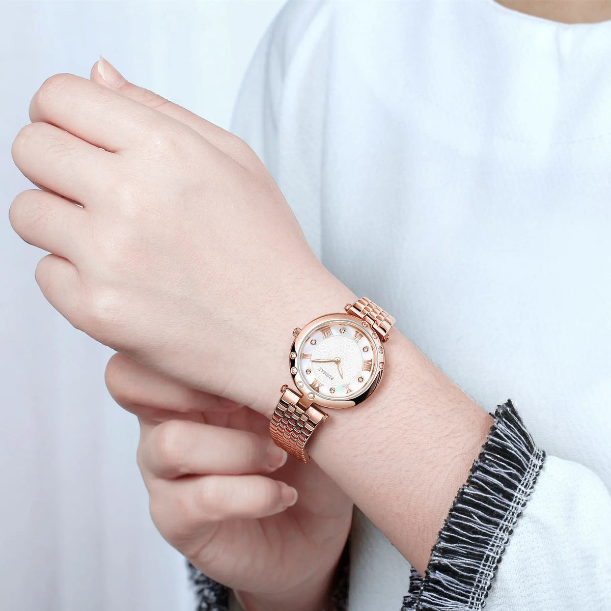 RUIMAS Ladies Wrist Watch Stainless Steel Luxury Quartz Women Watches Waterproof Female Dress Clock Bracelet reloj mujer 6749 by MEGIR WATCH GROUP