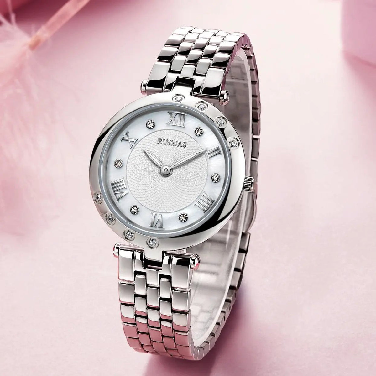 RUIMAS Ladies Wrist Watch Stainless Steel Luxury Quartz Women Watches Waterproof Female Dress Clock Bracelet reloj mujer 6749 by MEGIR WATCH GROUP
