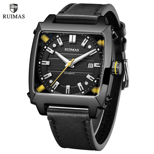 RUIMAS Men's Watches Luxury Automatic Mechanical Wrist Watches Calendar Sapphire Leather Chronograph for Man Reloj Hombre 6763 by MEGIR WATCH GROUP