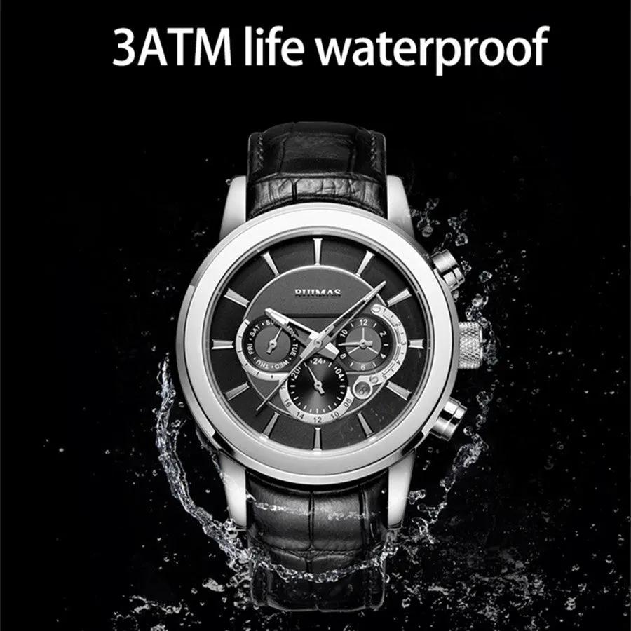 RUIMAS Mechanical Watches for Men Luxury Casual Business Wristwatch Leather Male Clock Date Chronograph Relogios Masculino 6767 by MEGIR WATCH GROUP