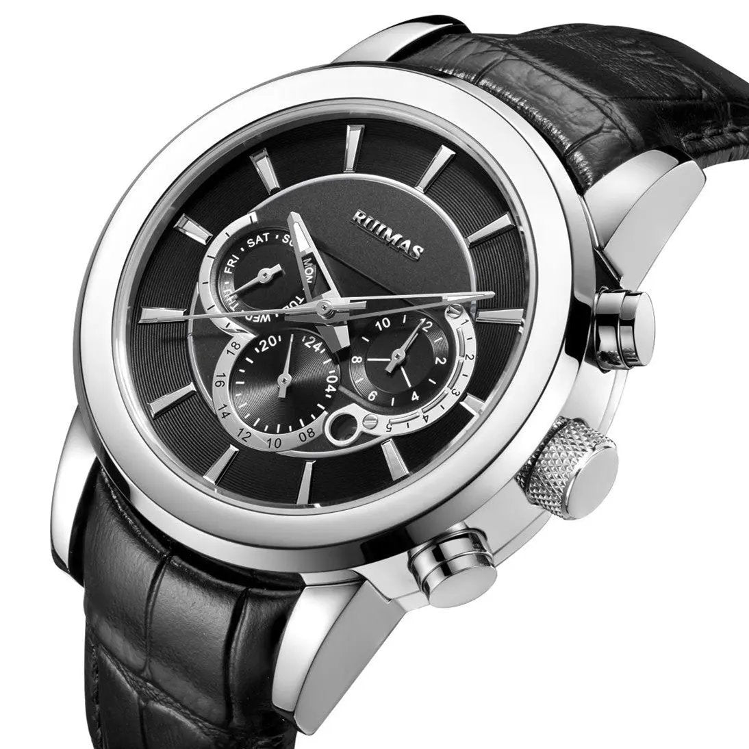 RUIMAS Mechanical Watches for Men Luxury Casual Business Wristwatch Leather Male Clock Date Chronograph Relogios Masculino 6767 by MEGIR WATCH GROUP
