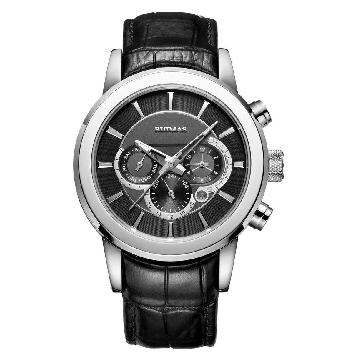 RUIMAS Mechanical Watches for Men Luxury Casual Business Wristwatch Leather Male Clock Date Chronograph Relogios Masculino 6767 by MEGIR WATCH GROUP