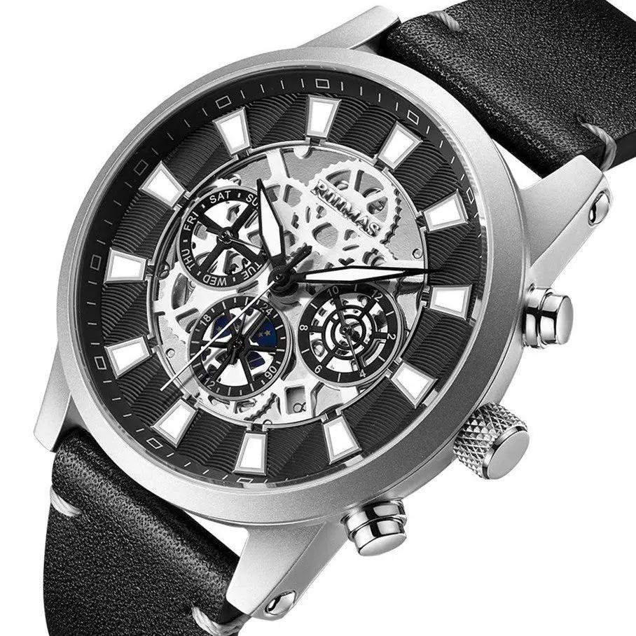 RUIMAS Fashion Men Watches Sapphire Automatic Mechanical Wrist Watch Waterproof Date Leather Casual Male Clock Montre Homme 6768 by MEGIR WATCH GROUP
