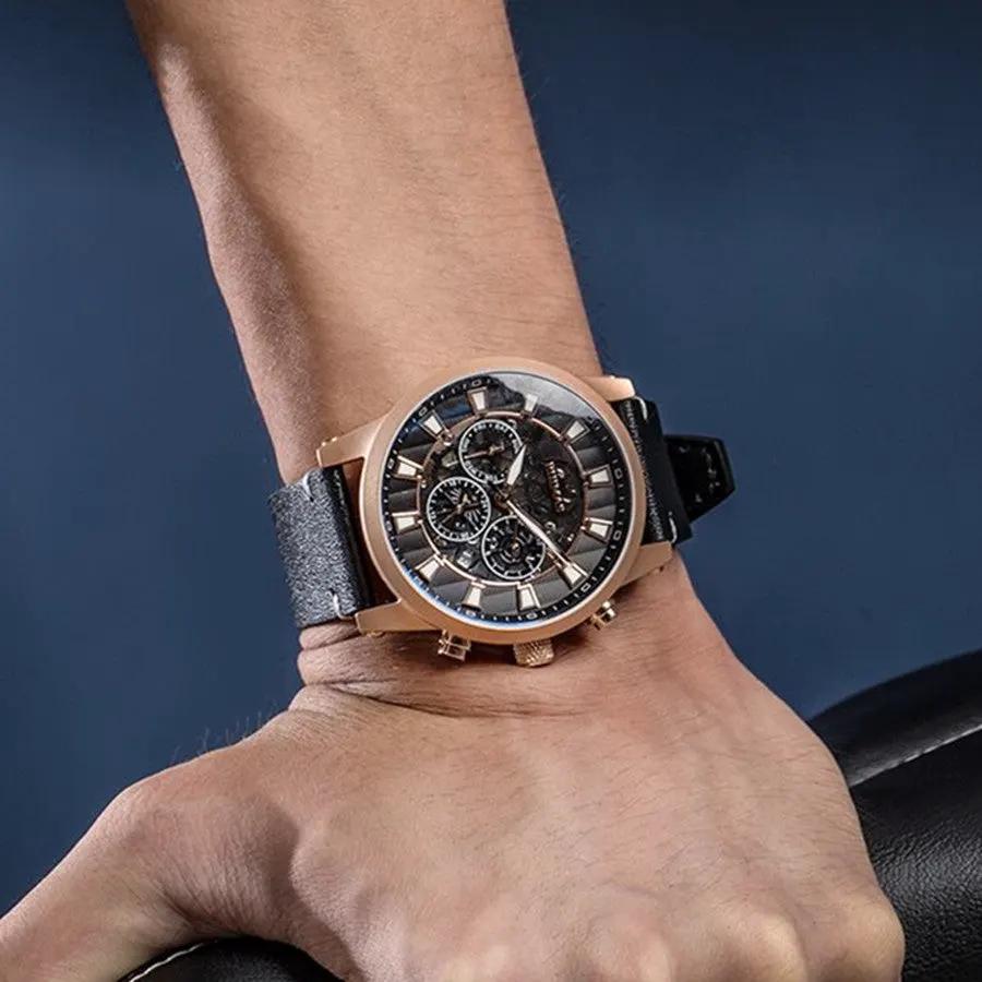 RUIMAS Fashion Men Watches Sapphire Automatic Mechanical Wrist Watch Waterproof Date Leather Casual Male Clock Montre Homme 6768 by MEGIR WATCH GROUP