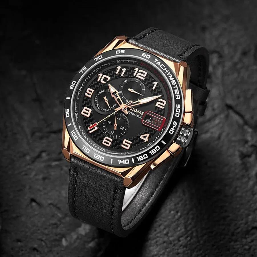 RUIMAS Luxury Men Watches Automatic Mechanical Watch Fashion Sport Casual Wristwatch Leather Strap Luminous Date Male Clock 6771 by MEGIR WATCH GROUP