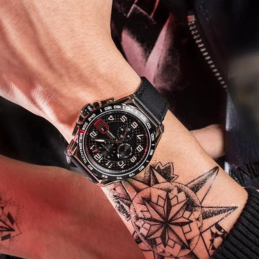 RUIMAS Luxury Men Watches Automatic Mechanical Watch Fashion Sport Casual Wristwatch Leather Strap Luminous Date Male Clock 6771 by MEGIR WATCH GROUP