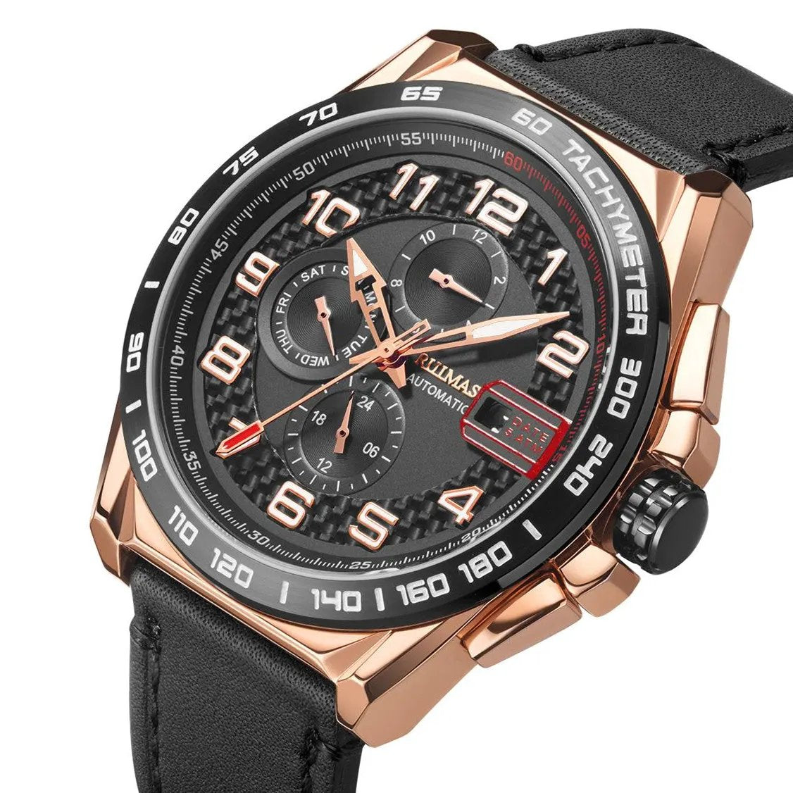 RUIMAS Luxury Men Watches Automatic Mechanical Watch Fashion Sport Casual Wristwatch Leather Strap Luminous Date Male Clock 6771 by MEGIR WATCH GROUP