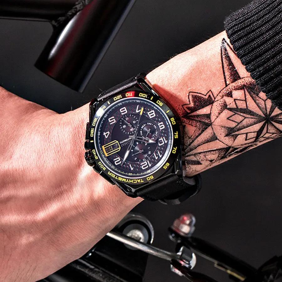 RUIMAS Luxury Men Watches Automatic Mechanical Watch Fashion Sport Casual Wristwatch Leather Strap Luminous Date Male Clock 6771 by MEGIR WATCH GROUP