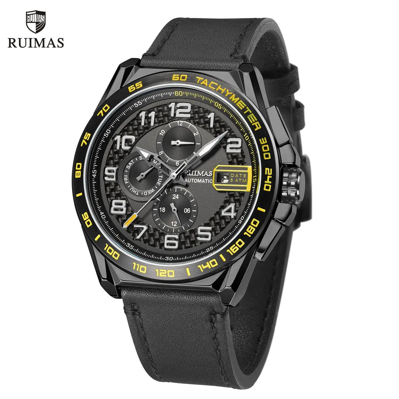 RUIMAS Luxury Men Watches Automatic Mechanical Watch Fashion Sport Casual Wristwatch Leather Strap Luminous Date Male Clock 6771 by MEGIR WATCH GROUP