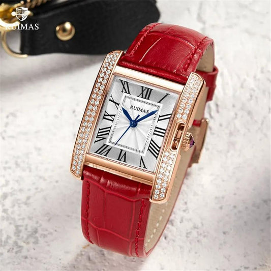 RUIMAS Fashion Automatic Mechanical Watch for Women Luxury Leather Ladies Wristwatch Waterproof Female Clock Reloj Mujer 6773 by MEGIR WATCH GROUP