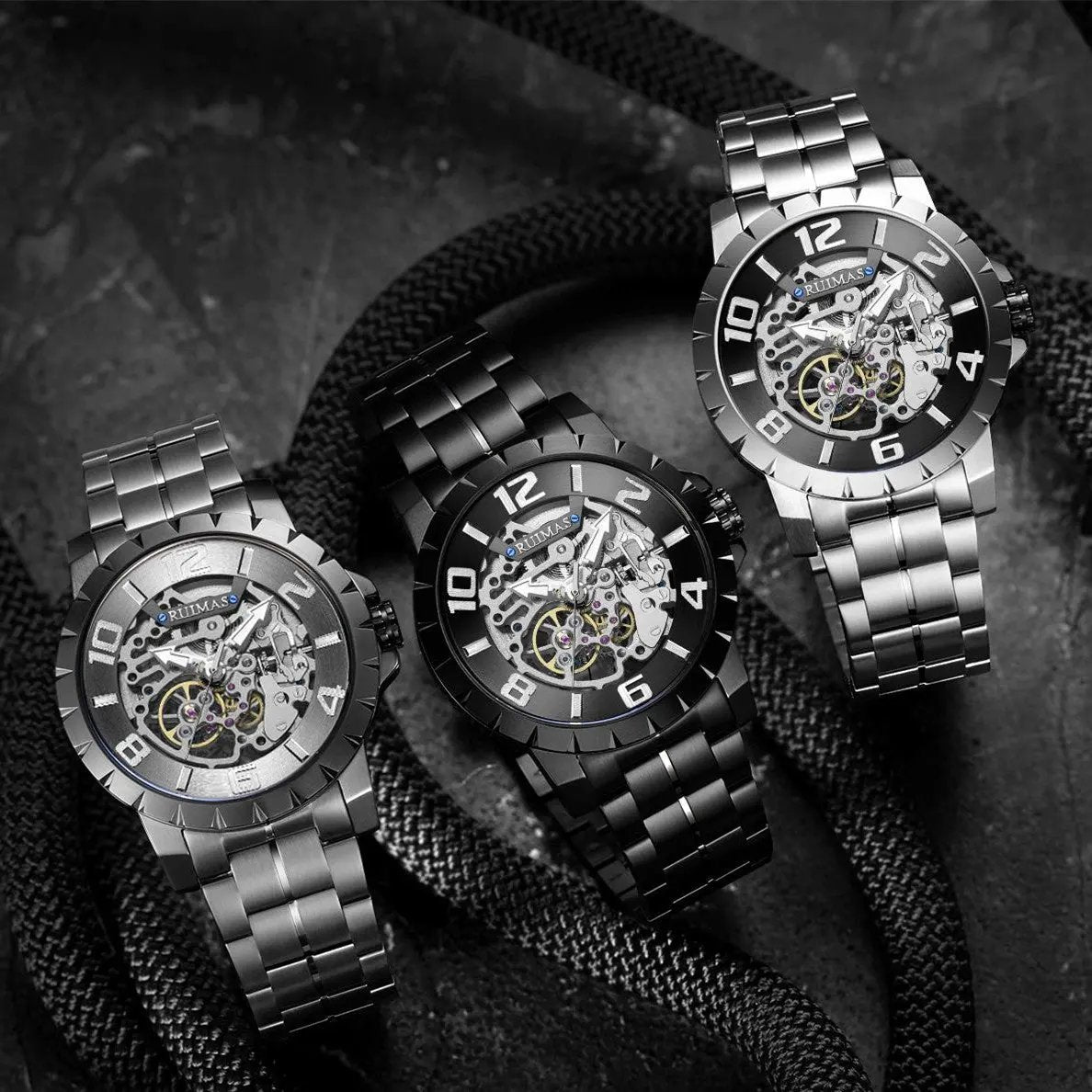 RUIMAS Men Mechanical Watch Luxury Automatic Stainless Steel Bracelet Wristwatches 5ATM Waterproof Clock Relogio Masculino 6784 by MEGIR WATCH GROUP