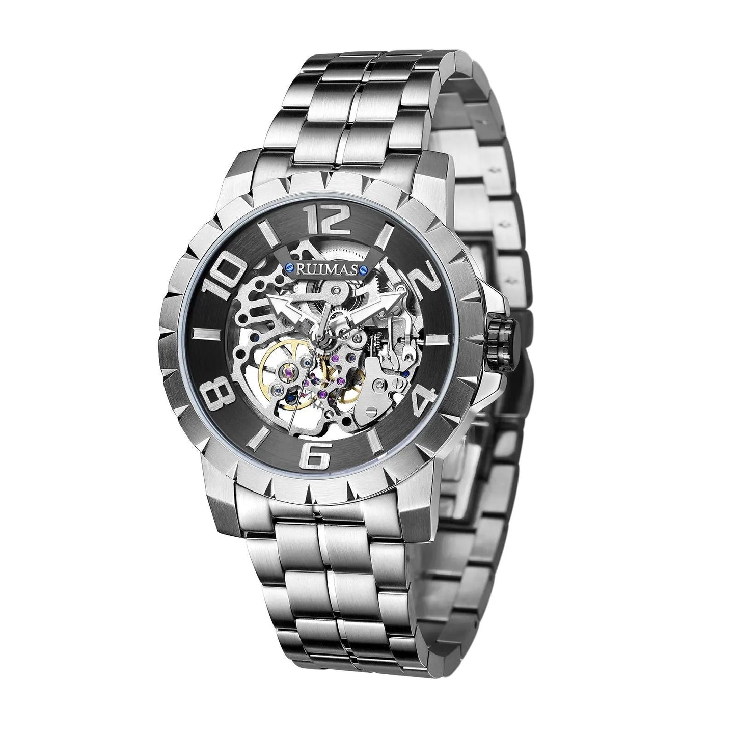 RUIMAS Men Mechanical Watch Luxury Automatic Stainless Steel Bracelet Wristwatches 5ATM Waterproof Clock Relogio Masculino 6784 by MEGIR WATCH GROUP
