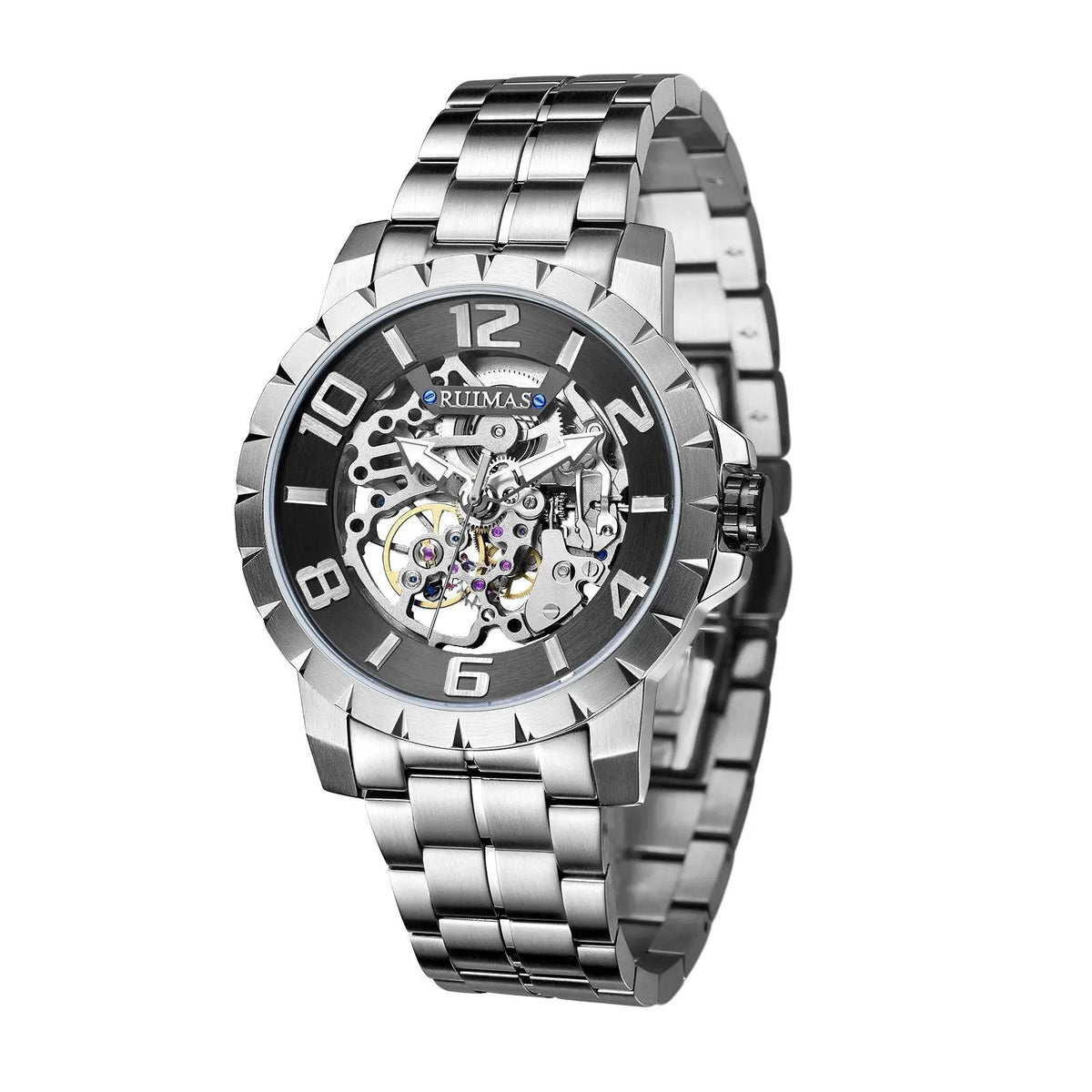 RUIMAS Men Mechanical Watch Luxury Automatic Stainless Steel Bracelet Wristwatches 5ATM Waterproof Clock Relogio Masculino 6784 by MEGIR WATCH GROUP