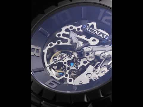 RUIMAS Men Mechanical Watch Luxury Automatic Stainless Steel Bracelet Wristwatches 5ATM Waterproof Clock Relogio Masculino 6784 by MEGIR WATCH GROUP