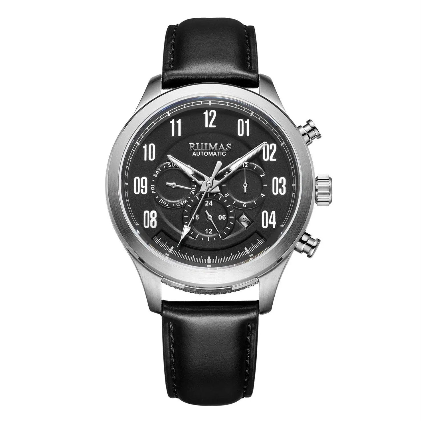RUIMAS Luxury Casual Sport Watch for Men's Automatic Mechanical Watches Leather Luminous Man Clock Wrist Watch Chronograph 6785 by MEGIR WATCH GROUP