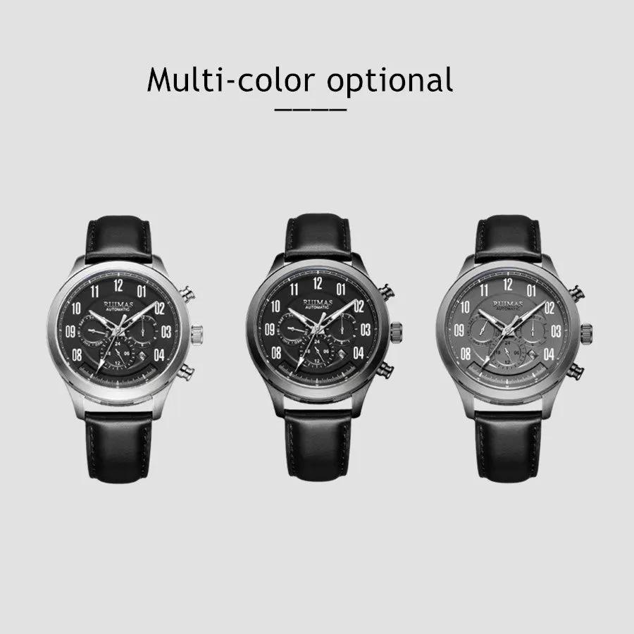 RUIMAS Luxury Casual Sport Watch for Men's Automatic Mechanical Watches Leather Luminous Man Clock Wrist Watch Chronograph 6785 by MEGIR WATCH GROUP