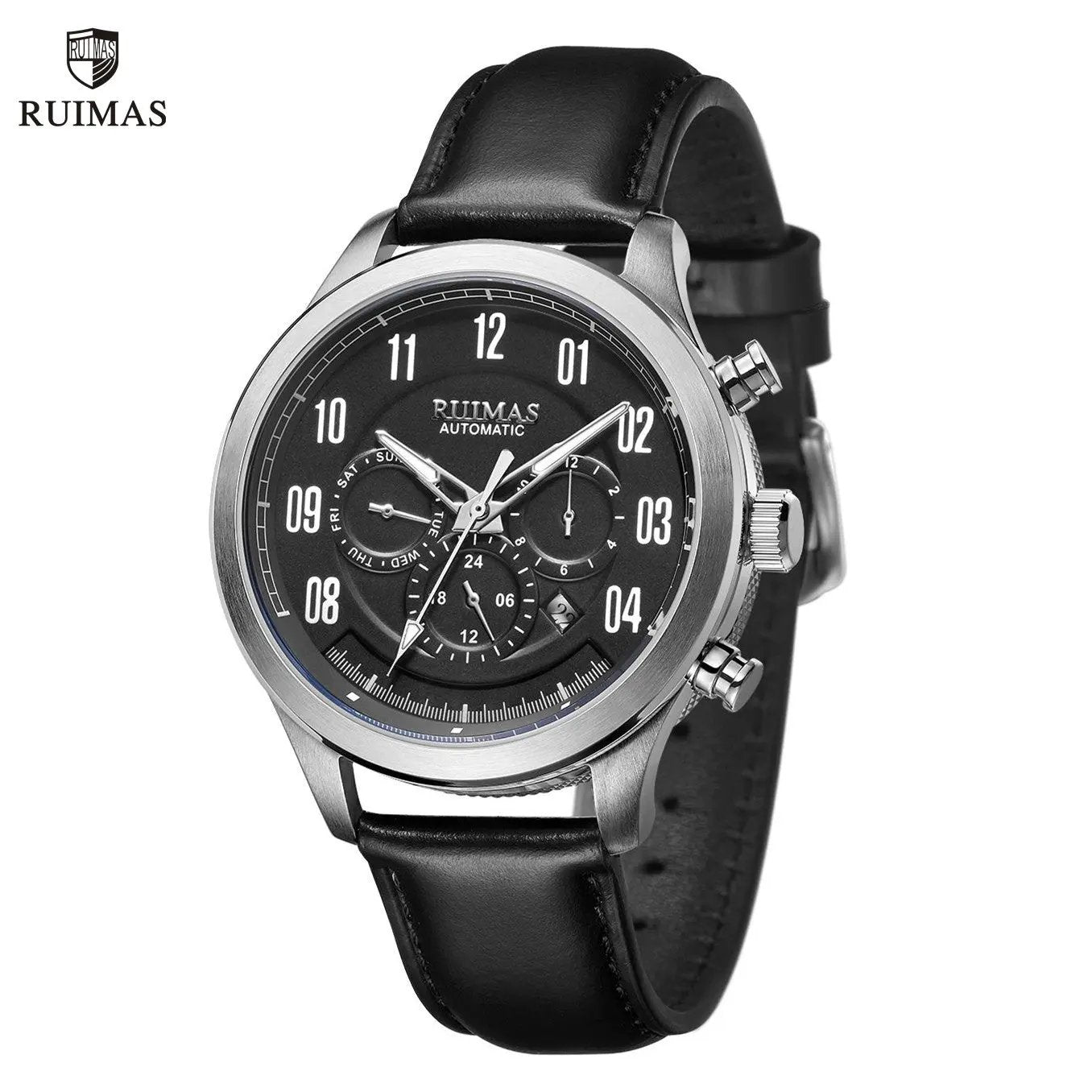 RUIMAS Luxury Casual Sport Watch for Men's Automatic Mechanical Watches Leather Luminous Man Clock Wrist Watch Chronograph 6785 by MEGIR WATCH GROUP