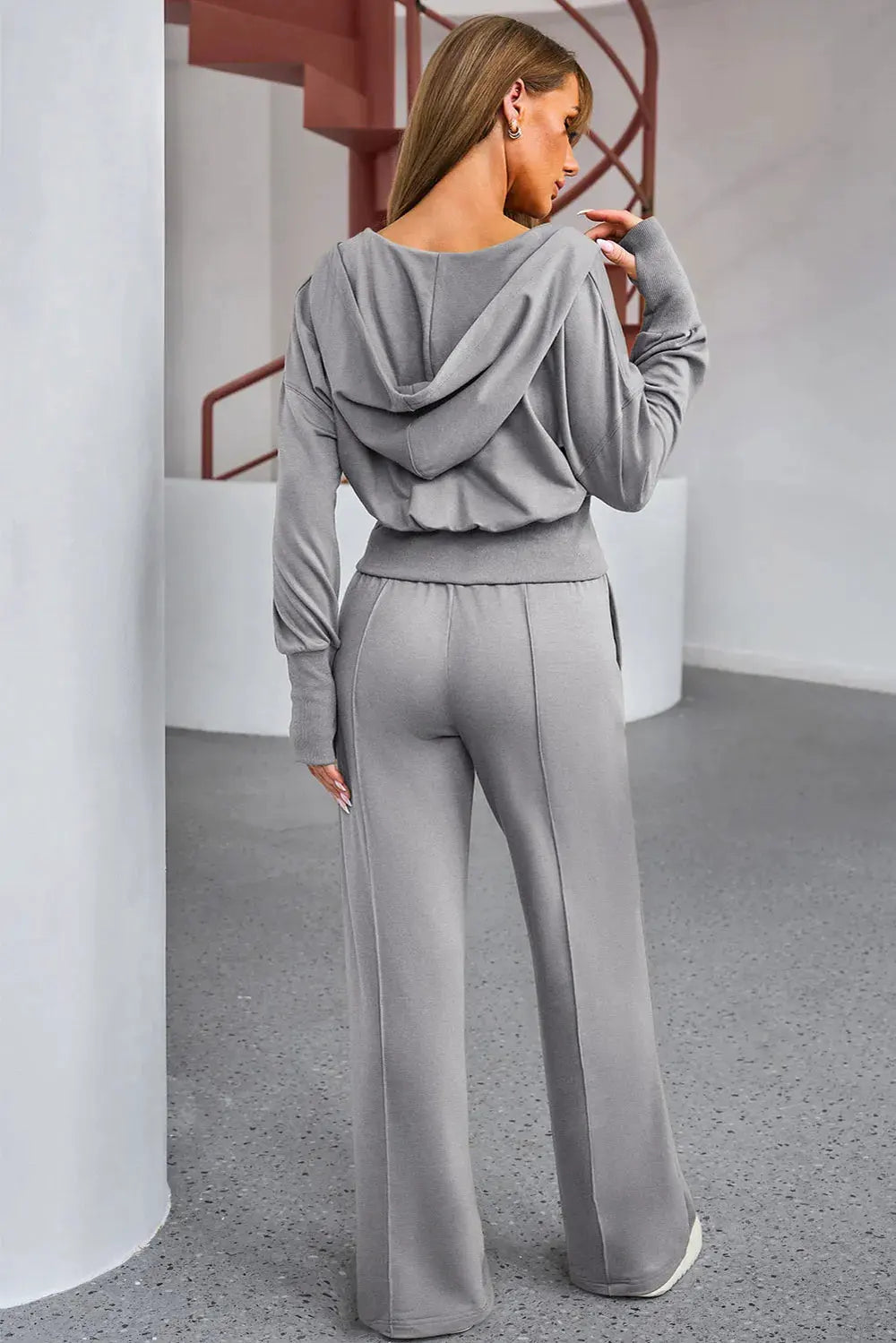 Dropped Shoulder Hoodie and Drawstring Pants Active Set by Partner Label
