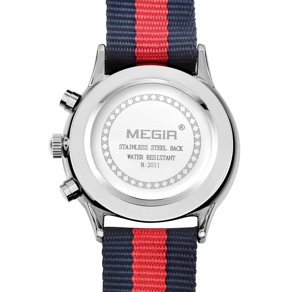 MEGIR Luxury Brand Sports Military Watches for Men Canvas Strap Fashion Men Chronograph Waterproof Luminous Quartz Wristwatch Clock 2011 by MEGIR WATCH GROUP