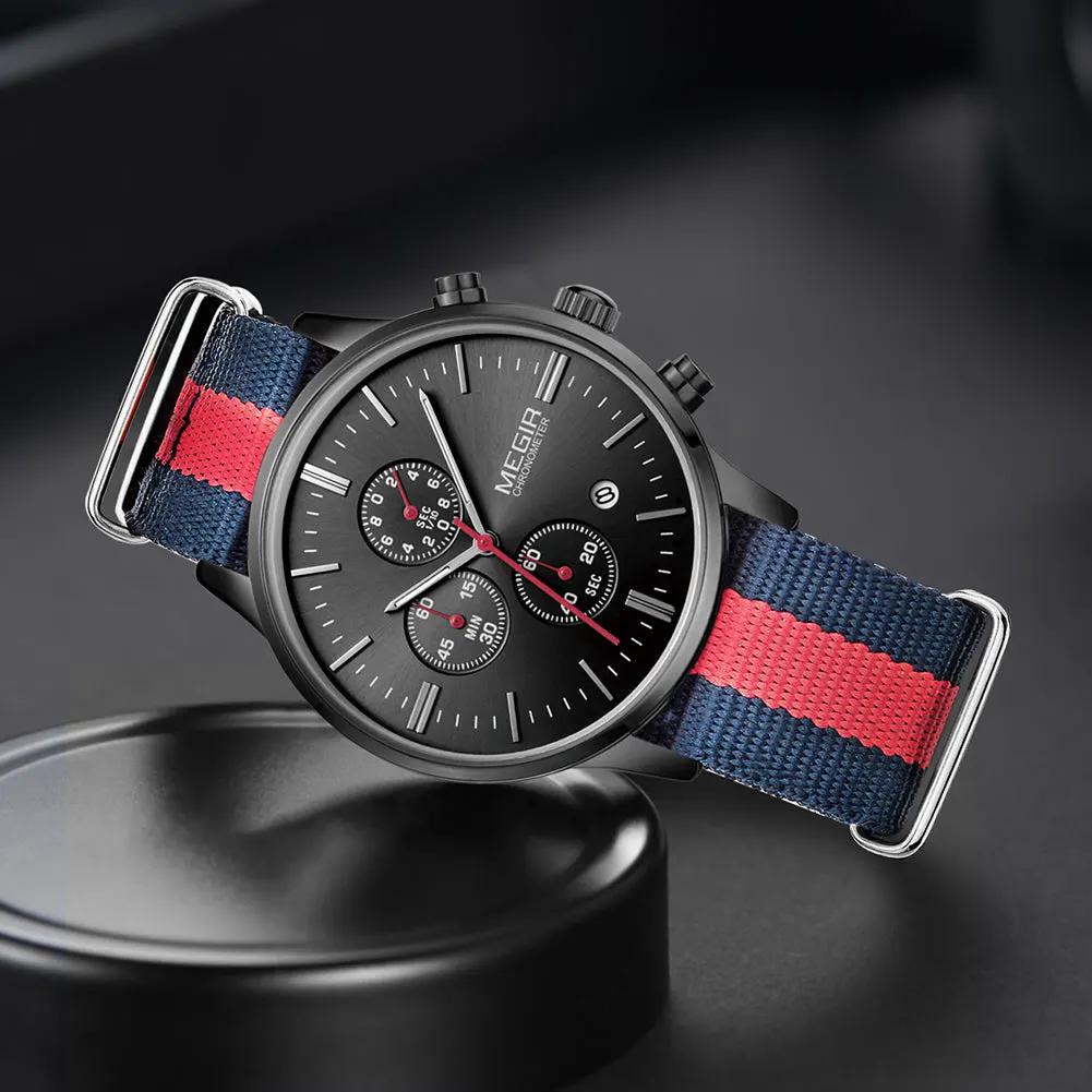 MEGIR Luxury Brand Sports Military Watches for Men Canvas Strap Fashion Men Chronograph Waterproof Luminous Quartz Wristwatch Clock 2011 by MEGIR WATCH GROUP