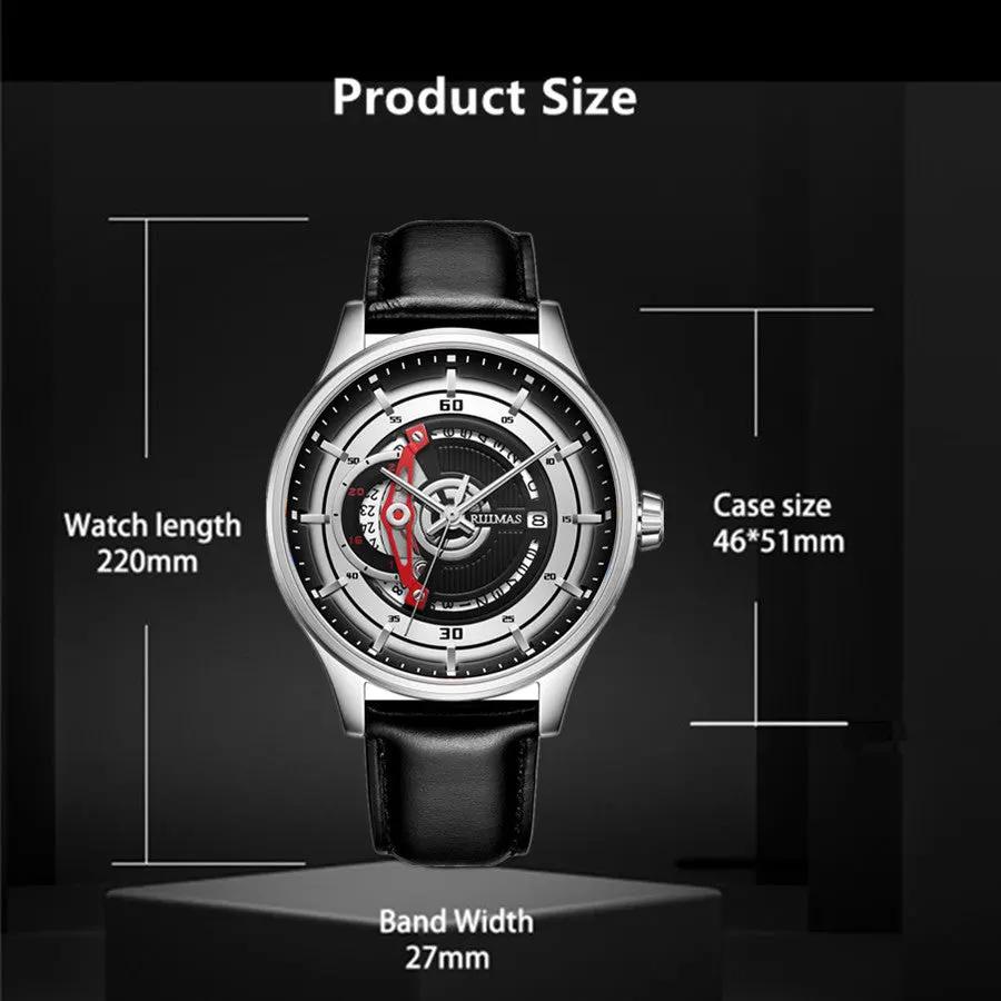 RUIMAS Mens Watches Luxury Fashion Sports Wristwatch Leather Strap Men's Army Military Watch Automatic Mechanical Man Clock 6786 by MEGIR WATCH GROUP
