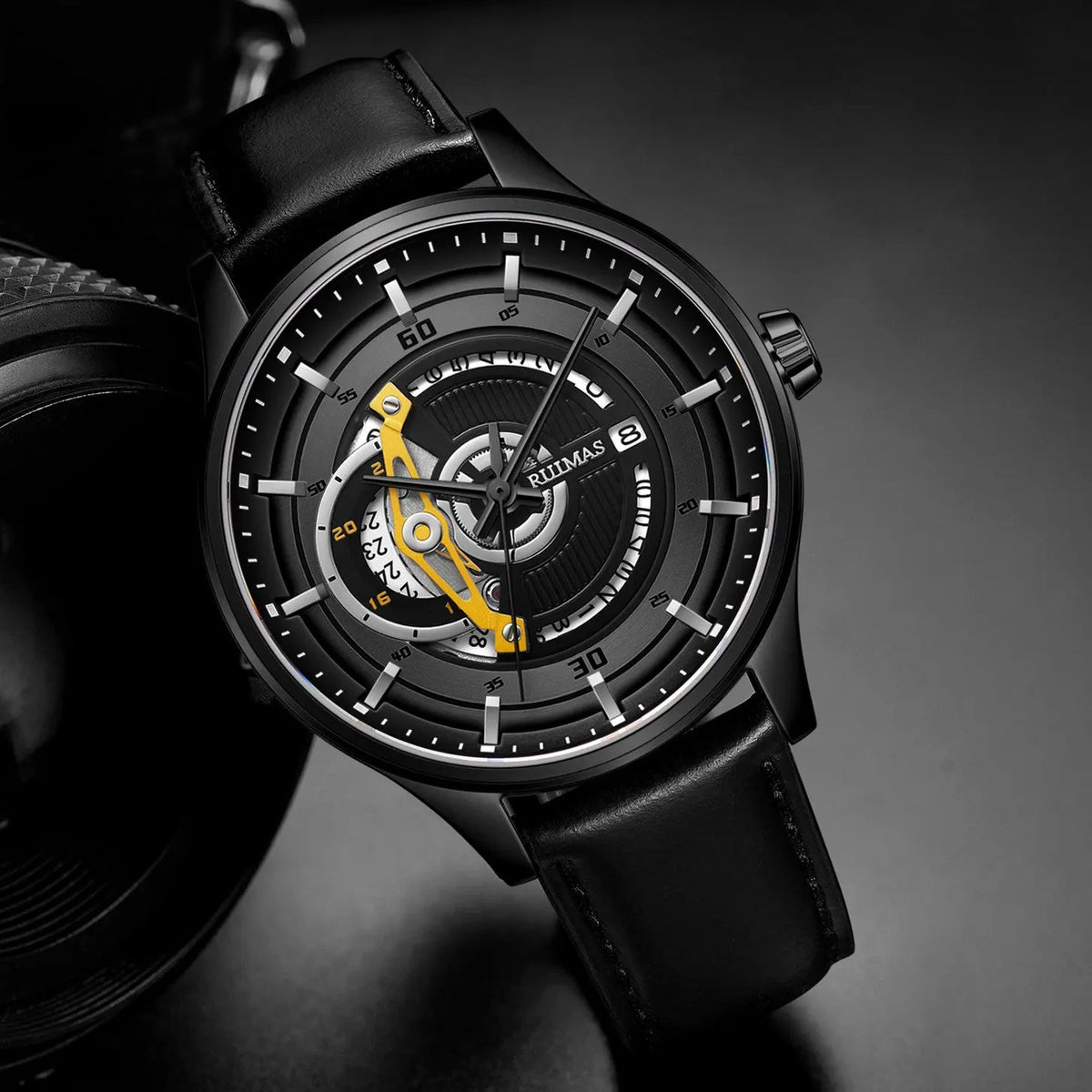 RUIMAS Mens Watches Luxury Fashion Sports Wristwatch Leather Strap Men's Army Military Watch Automatic Mechanical Man Clock 6786 by MEGIR WATCH GROUP