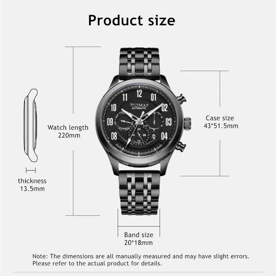 RUIMAS Watch Men Automatic Mechanical Watches Stainless Steel Luminous Business Wristwatch Top Brand Luxury Male Clock 6785 by MEGIR WATCH GROUP