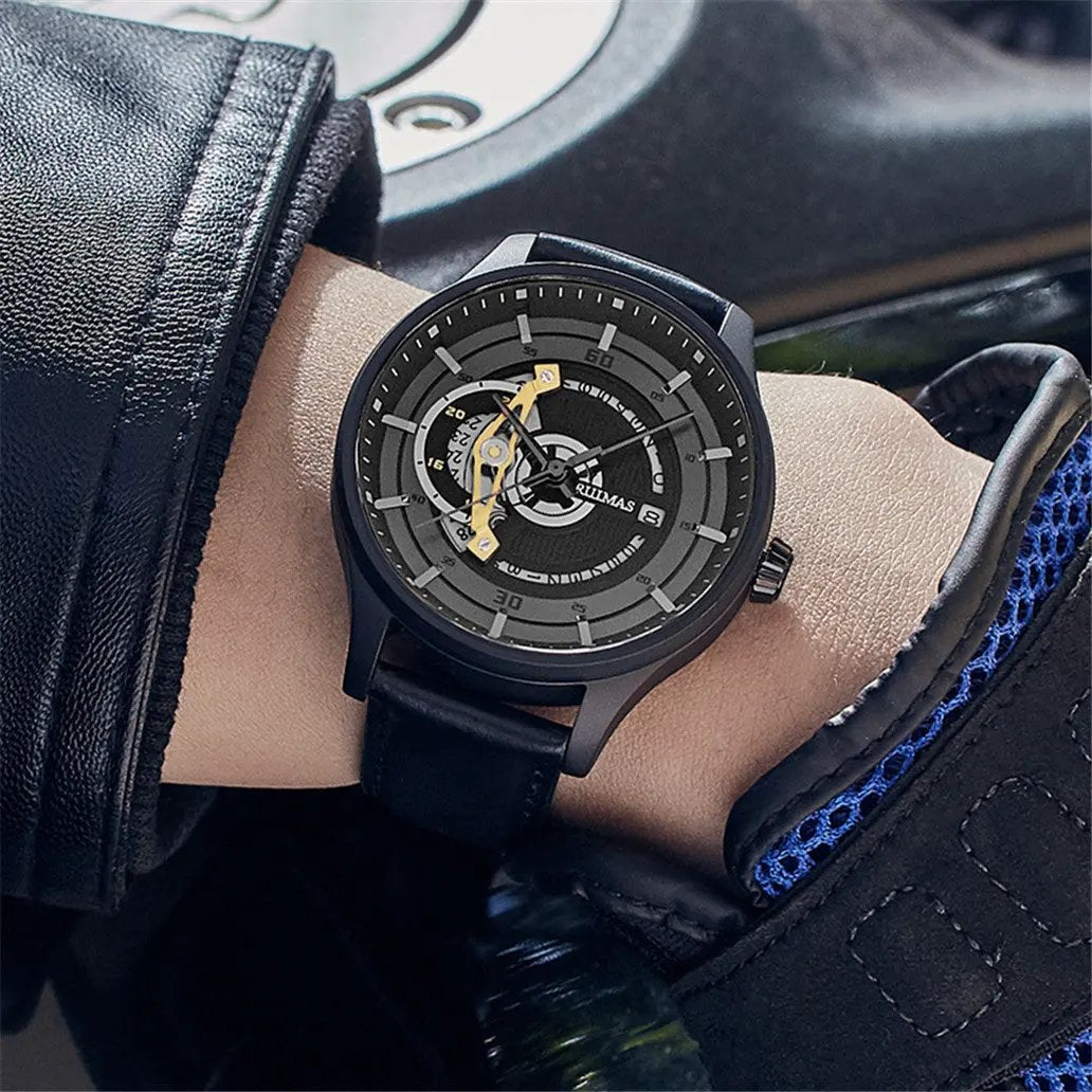 RUIMAS Mens Watches Luxury Fashion Sports Wristwatch Leather Strap Men's Army Military Watch Automatic Mechanical Man Clock 6786 by MEGIR WATCH GROUP