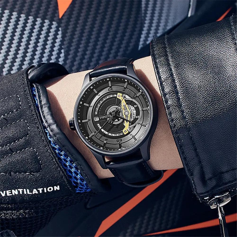RUIMAS Mens Watches Luxury Fashion Sports Wristwatch Leather Strap Men's Army Military Watch Automatic Mechanical Man Clock 6786 by MEGIR WATCH GROUP