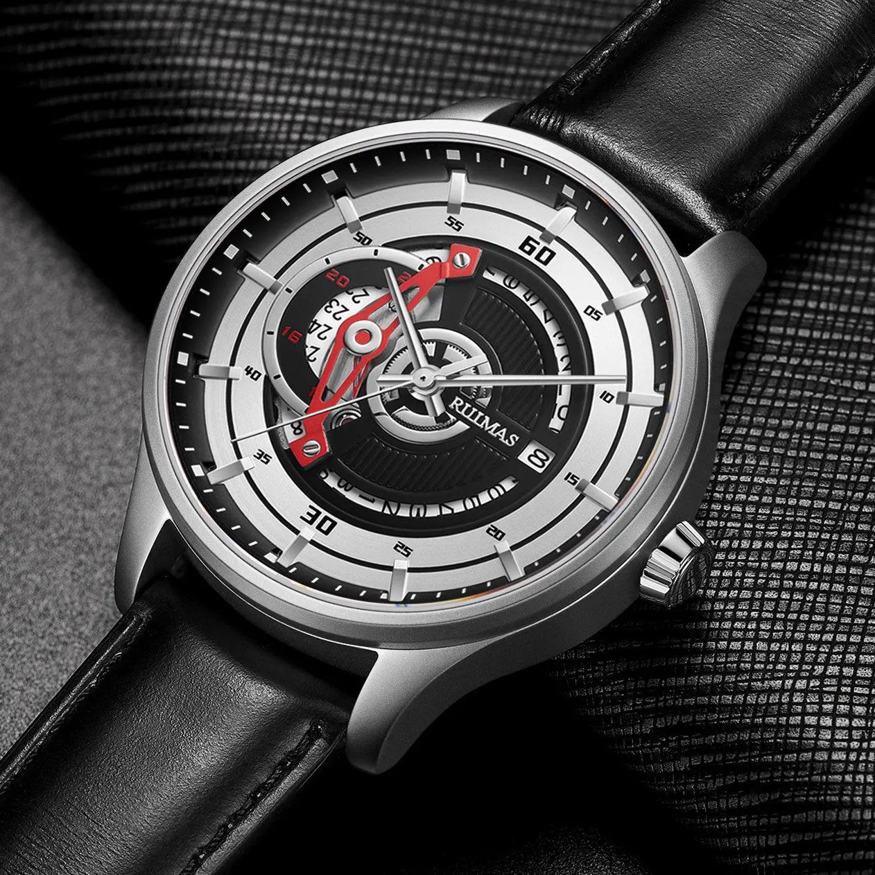 RUIMAS Mens Watches Luxury Fashion Sports Wristwatch Leather Strap Men's Army Military Watch Automatic Mechanical Man Clock 6786 by MEGIR WATCH GROUP