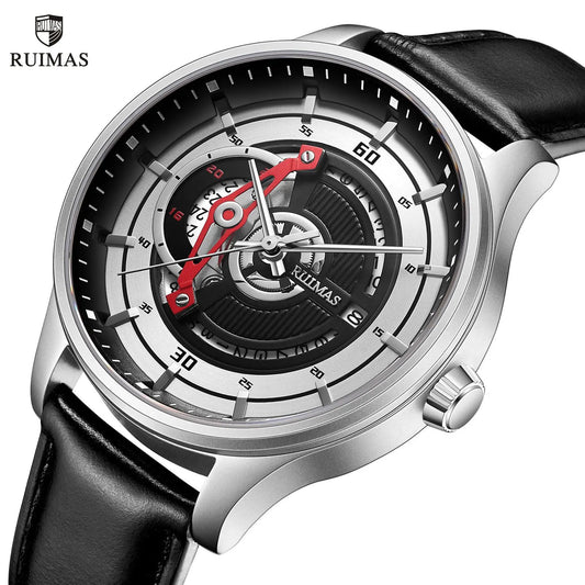 RUIMAS Mens Watches Luxury Fashion Sports Wristwatch Leather Strap Men's Army Military Watch Automatic Mechanical Man Clock 6786 by MEGIR WATCH GROUP