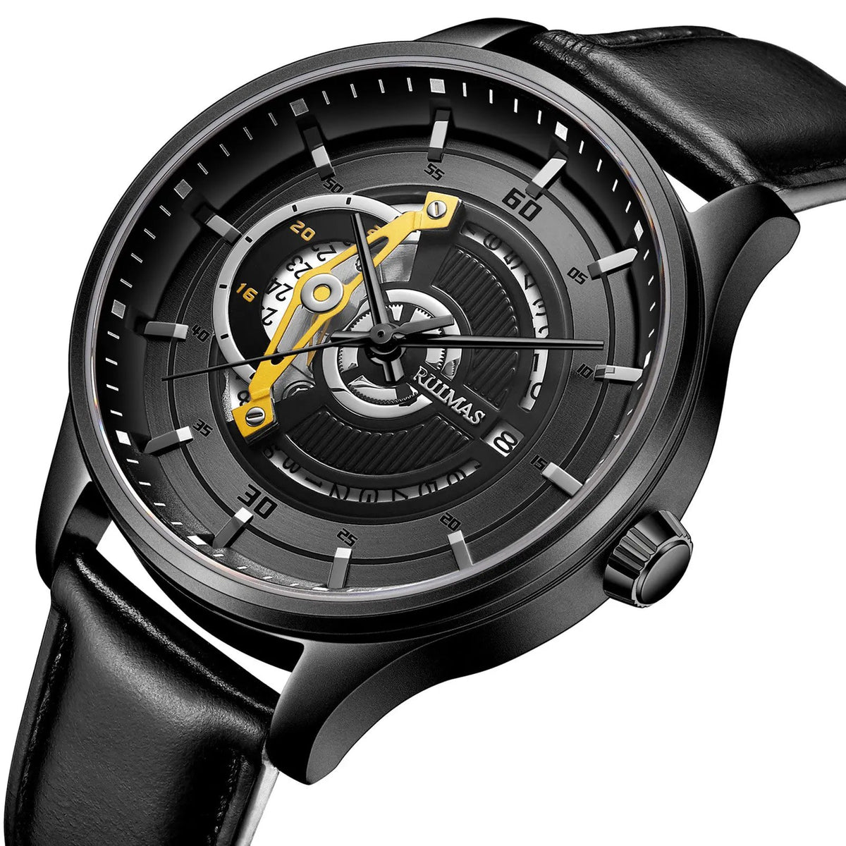 RUIMAS Mens Watches Luxury Fashion Sports Wristwatch Leather Strap Men's Army Military Watch Automatic Mechanical Man Clock 6786 by MEGIR WATCH GROUP