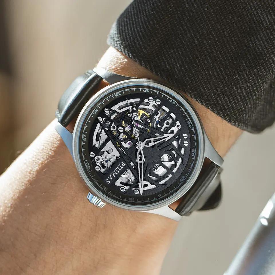 RUIMAS Mens Watches Leather Sports Watches Men's Army Military Wrist Watch Automatic Mechanical Male Clock Reloj Hombre 6787 by MEGIR WATCH GROUP