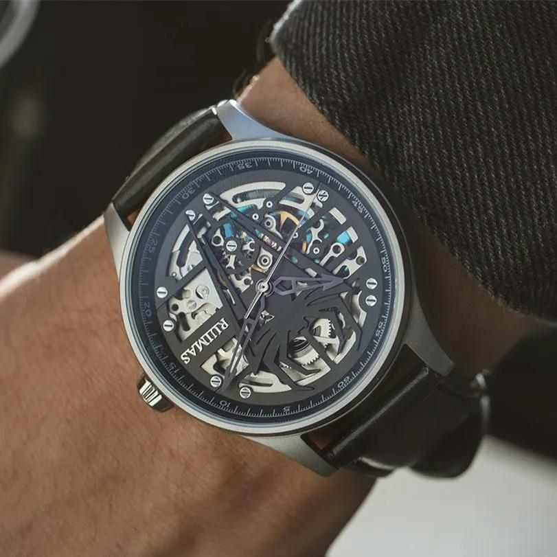 RUIMAS Mens Watches Leather Sports Watches Men's Army Military Wrist Watch Automatic Mechanical Male Clock Reloj Hombre 6787 by MEGIR WATCH GROUP