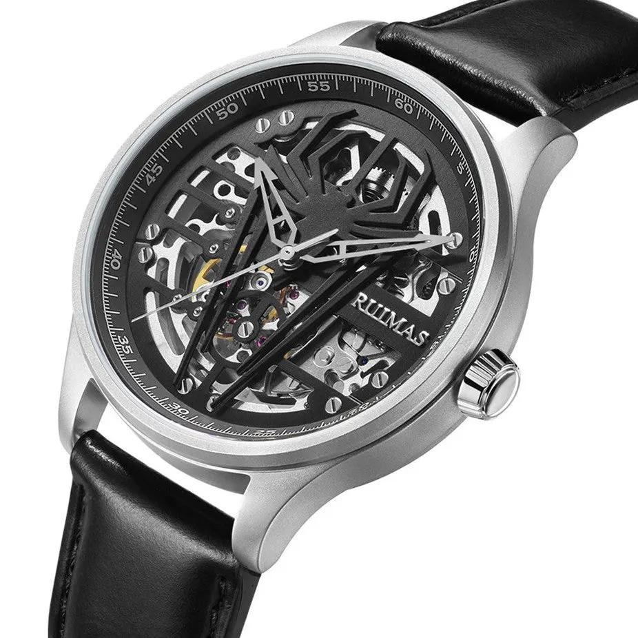 RUIMAS Mens Watches Leather Sports Watches Men's Army Military Wrist Watch Automatic Mechanical Male Clock Reloj Hombre 6787 by MEGIR WATCH GROUP
