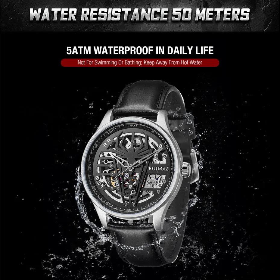 RUIMAS Mens Watches Leather Sports Watches Men's Army Military Wrist Watch Automatic Mechanical Male Clock Reloj Hombre 6787 by MEGIR WATCH GROUP