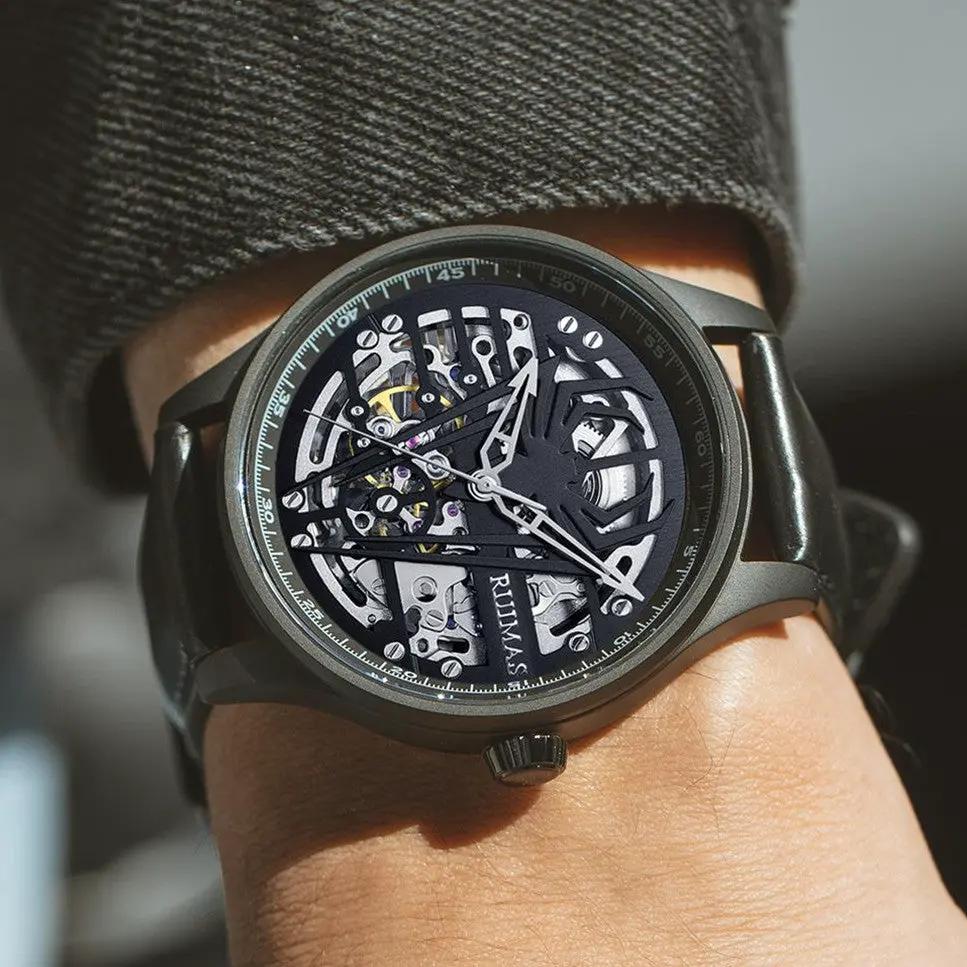 RUIMAS Mens Watches Leather Sports Watches Men's Army Military Wrist Watch Automatic Mechanical Male Clock Reloj Hombre 6787 by MEGIR WATCH GROUP