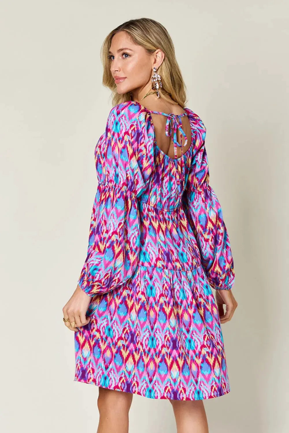 Double Take Full Size Printed Long Sleeve Dress by Double Take