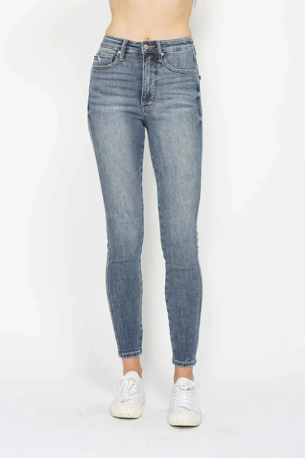 Judy Blue Full Size Tummy Control Contrast Wash Skinny Jeans by Judy Blue