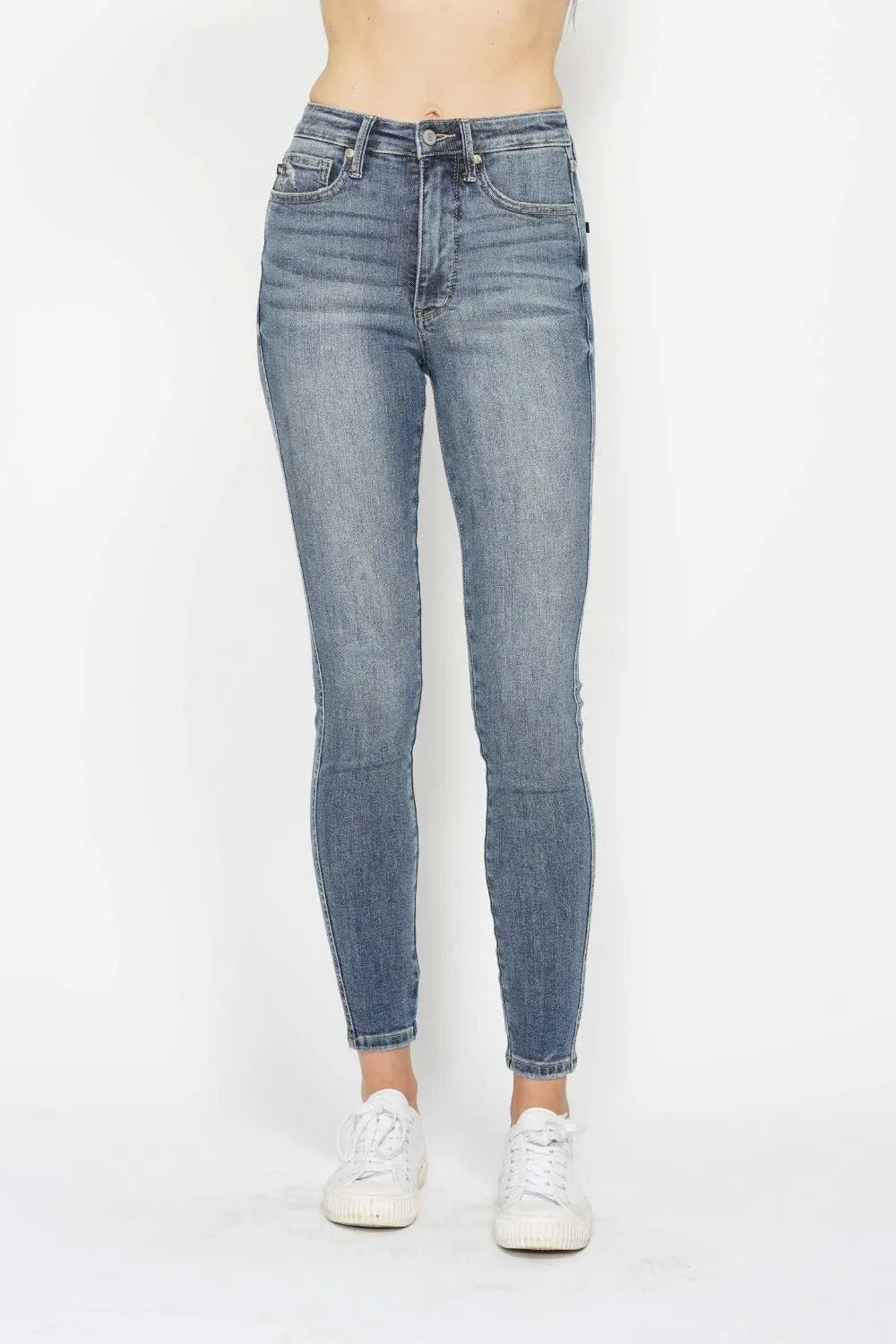 Judy Blue Full Size Tummy Control Contrast Wash Skinny Jeans by Judy Blue