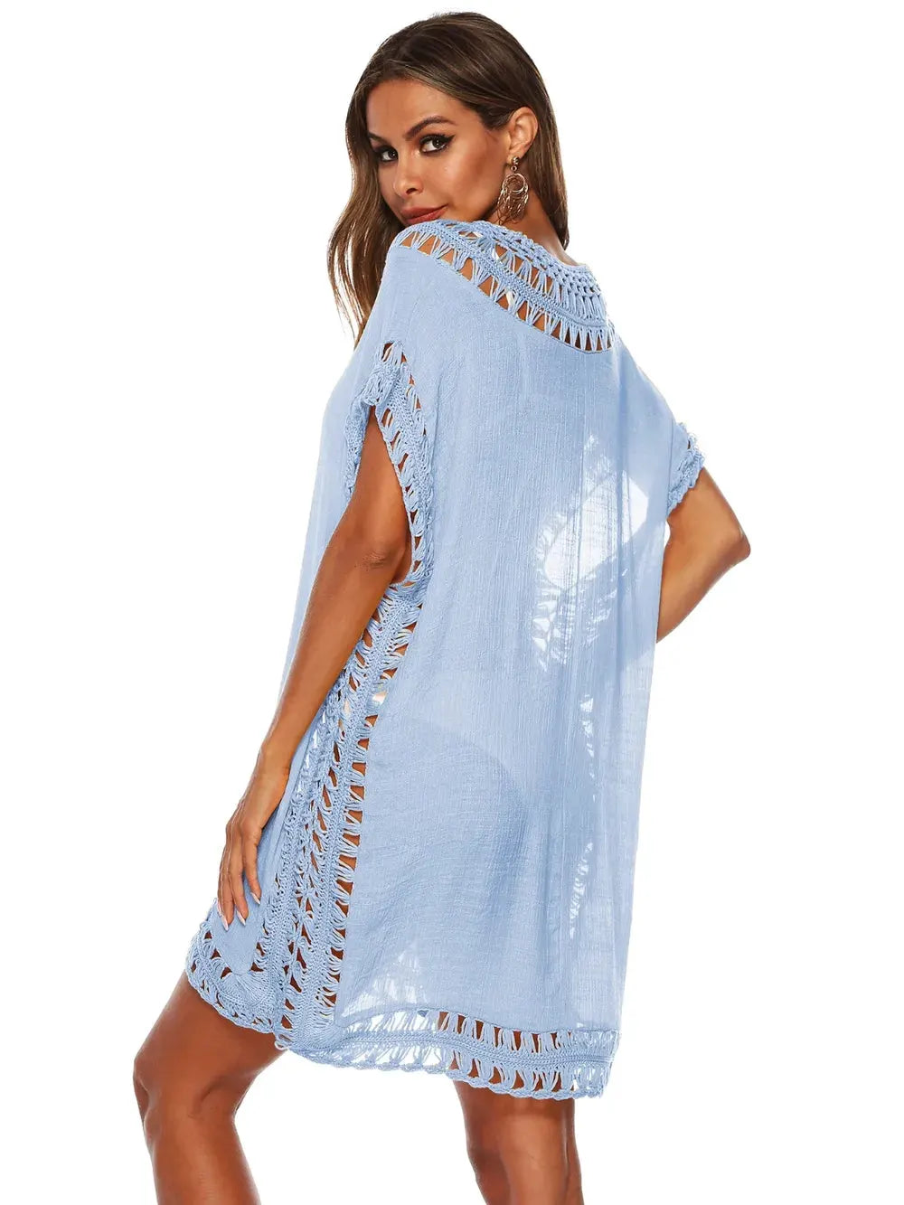 Cutout V-Neck Short Sleeve Cover-Up by Partner Labels